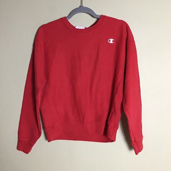 Champion Woman Sweatshirt Sz. Med Red Vintage Cropped Sweatshirt Comfy Y2k EUC - Picture 3 of 9